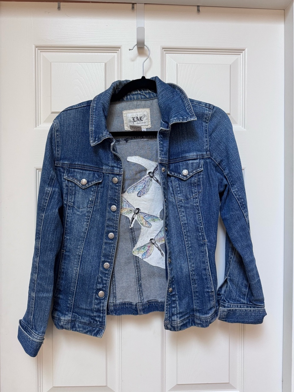 Live a Little Blue Denim Jacket with Dragonfly Embroidery